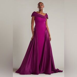 TADASHI SHOJI - BLANKA DRAPED CONTRAST TAFFETA BALL GOWN